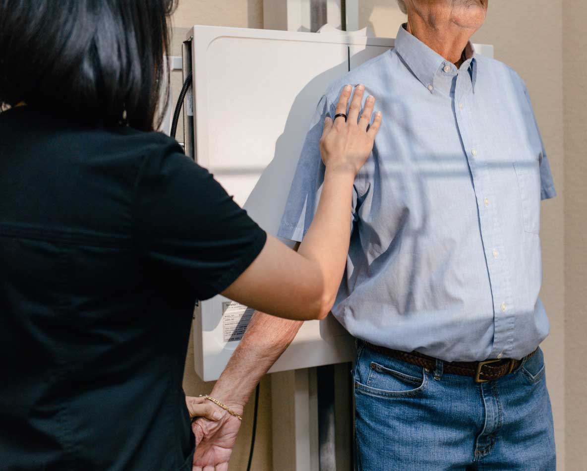 Photo of a man getting a medical test